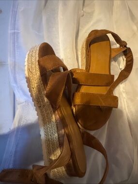 Henry Ferrera Brown Suede Espadrille Platform Sandals